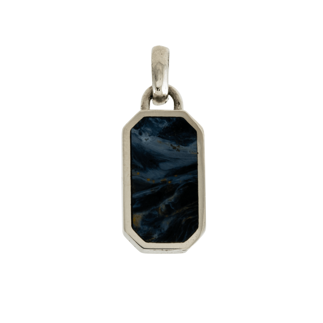 Silver x Sleek Chamfered Pietersite Inlay Pendant - Kingdom Jewelry