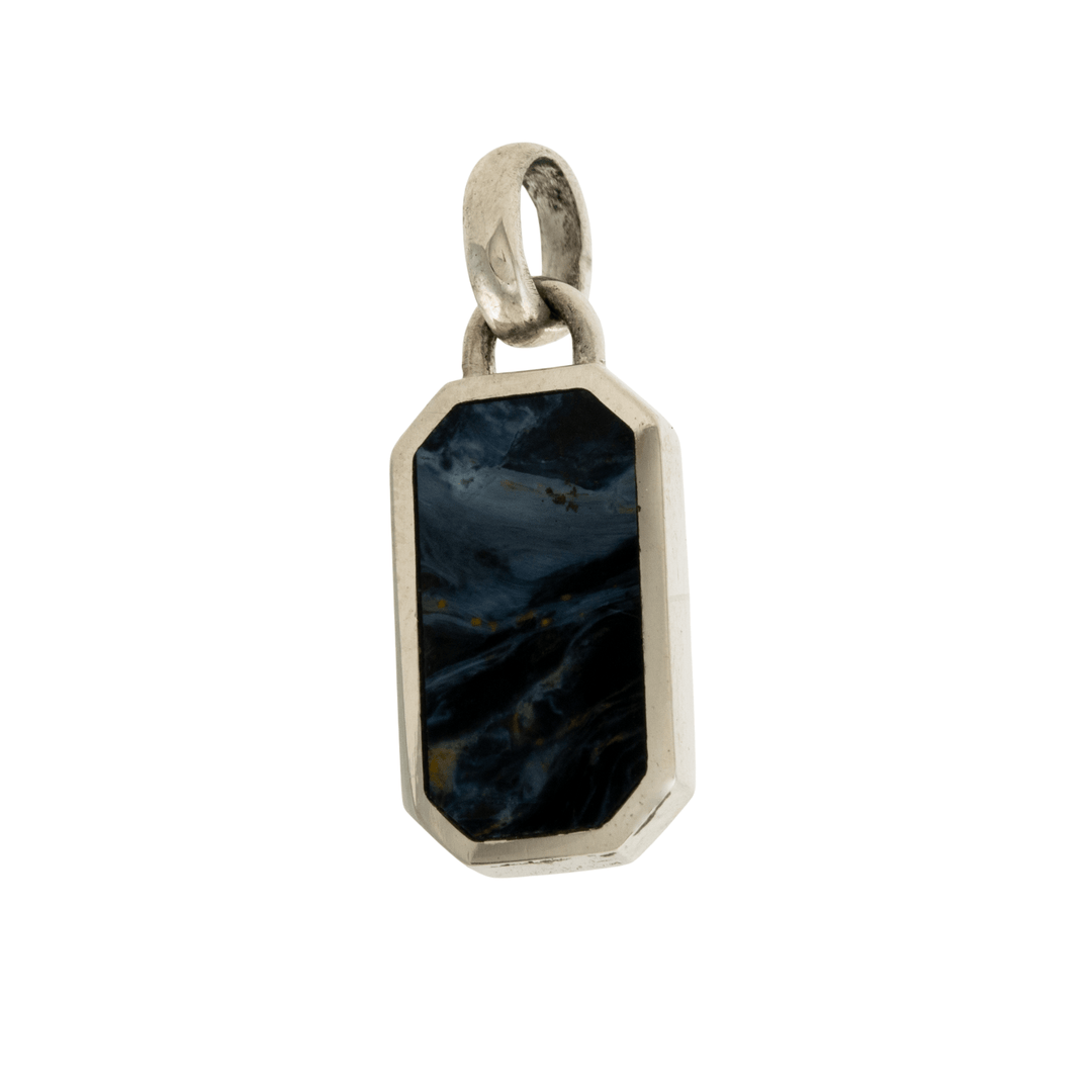 Silver x Sleek Chamfered Pietersite Inlay Pendant - Kingdom Jewelry