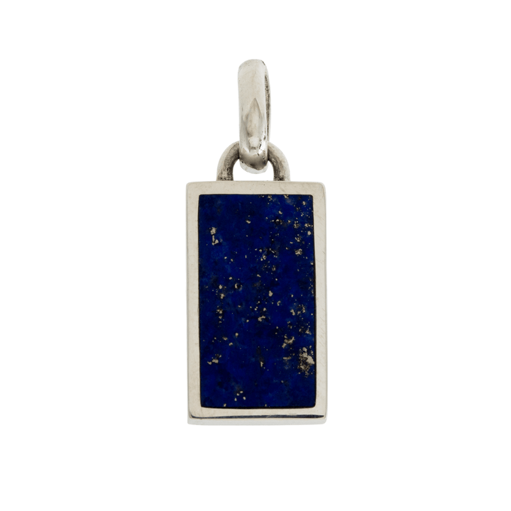 Silver x Sleek - Frame Rectangular Pyritic Lapis Lazuli Pendant - Kingdom Jewelry