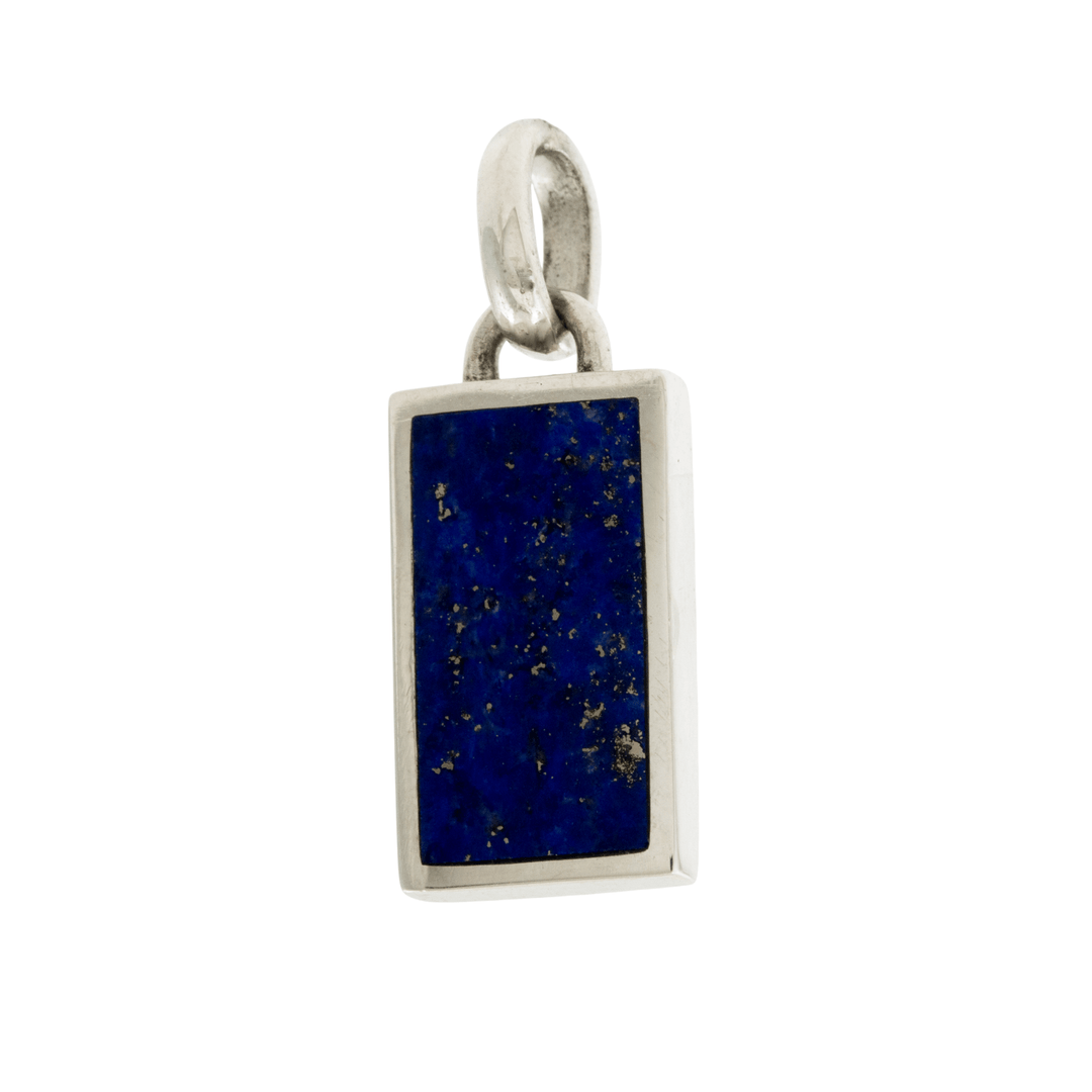 Silver x Sleek - Frame Rectangular Pyritic Lapis Lazuli Pendant - Kingdom Jewelry
