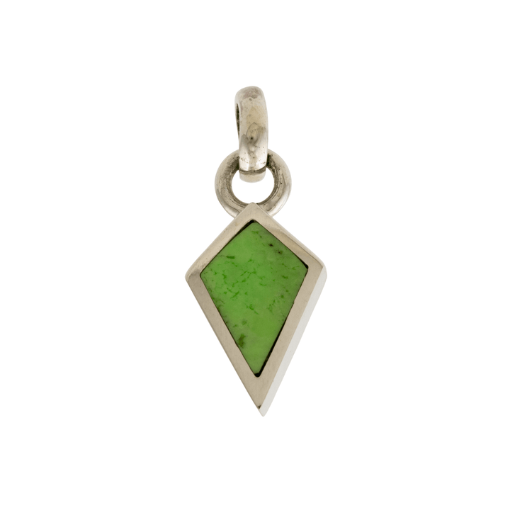 Silver x Sleek Kite - Shaped Chrysoprase Pendant - Kingdom Jewelry