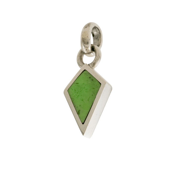 Silver x Sleek Kite - Shaped Chrysoprase Pendant - Kingdom Jewelry