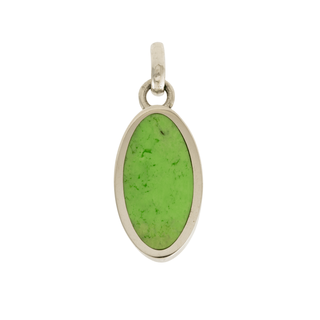 Silver x Sleek Oval Chrysoprase Pendant - Kingdom Jewelry