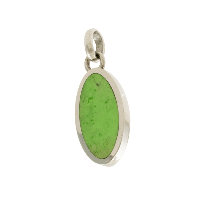 Silver x Sleek Oval Chrysoprase Pendant - Kingdom Jewelry