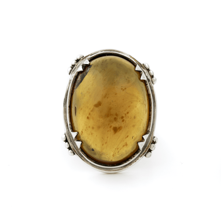 Silver x Substantial Domed Indonesian Amber Ring - Kingdom Jewelry
