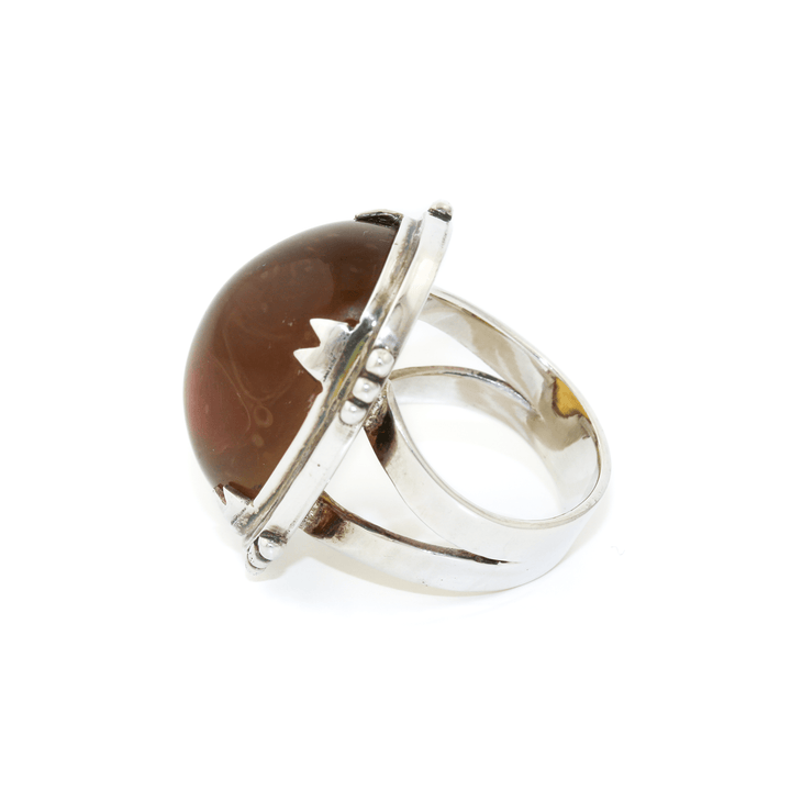 Silver x Substantial Domed Indonesian Amber Ring - Kingdom Jewelry