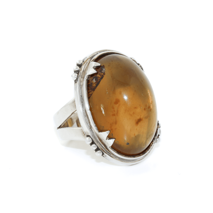 Silver x Substantial Domed Indonesian Amber Ring - Kingdom Jewelry
