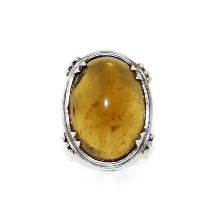 Silver x Substantial Domed Indonesian Amber Ring - Kingdom Jewelry