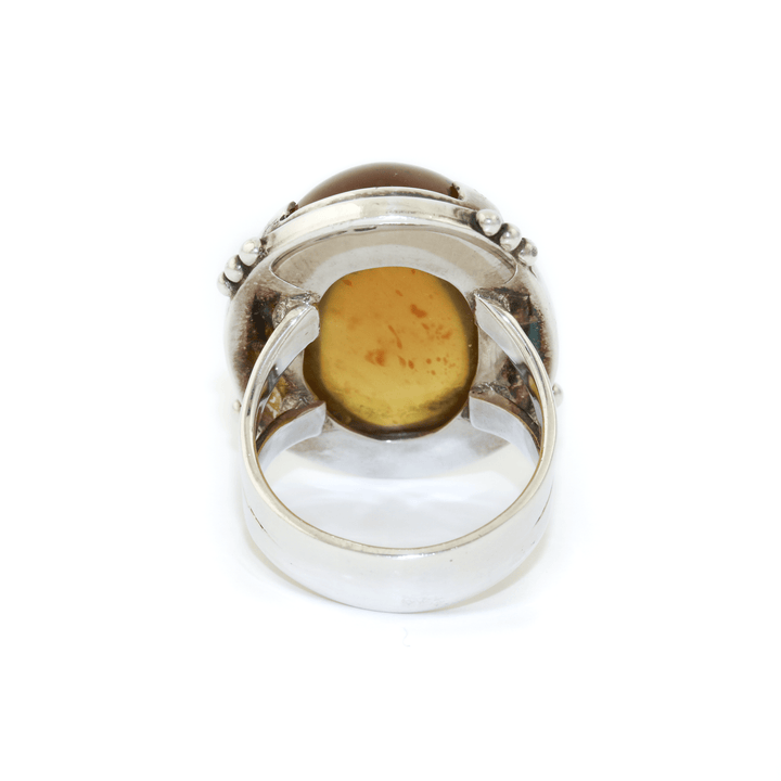 Silver x Substantial Domed Indonesian Amber Ring - Kingdom Jewelry
