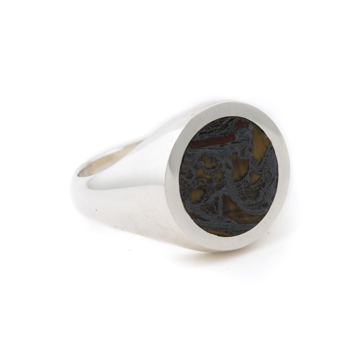 Silver x Tiger's Eye Round Inlay Signet - Kingdom Jewelry
