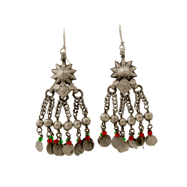 Silver x Traditional Pashtun Afghani Tribal Dangle Earrings - Kingdom Jewelry