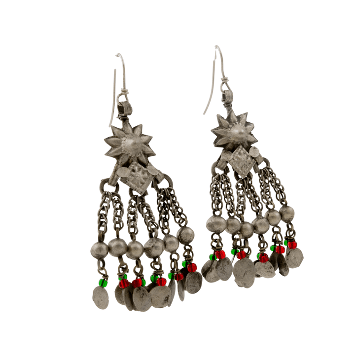 Silver x Traditional Pashtun Afghani Tribal Dangle Earrings - Kingdom Jewelry