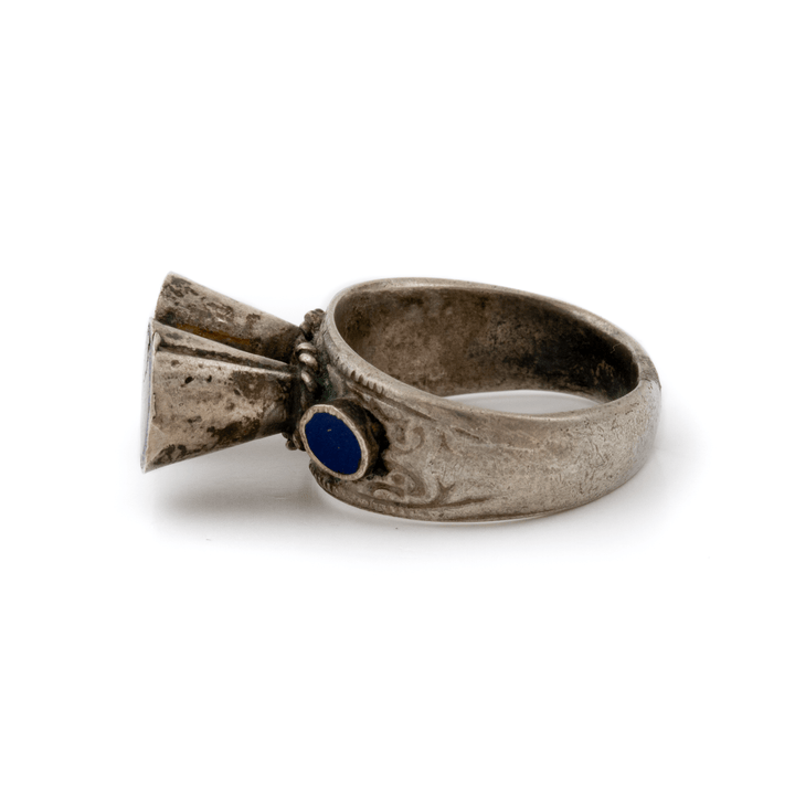 Silver x Traditional Twin Lapis Lazuli Afghan Mughal Band - Kingdom Jewelry