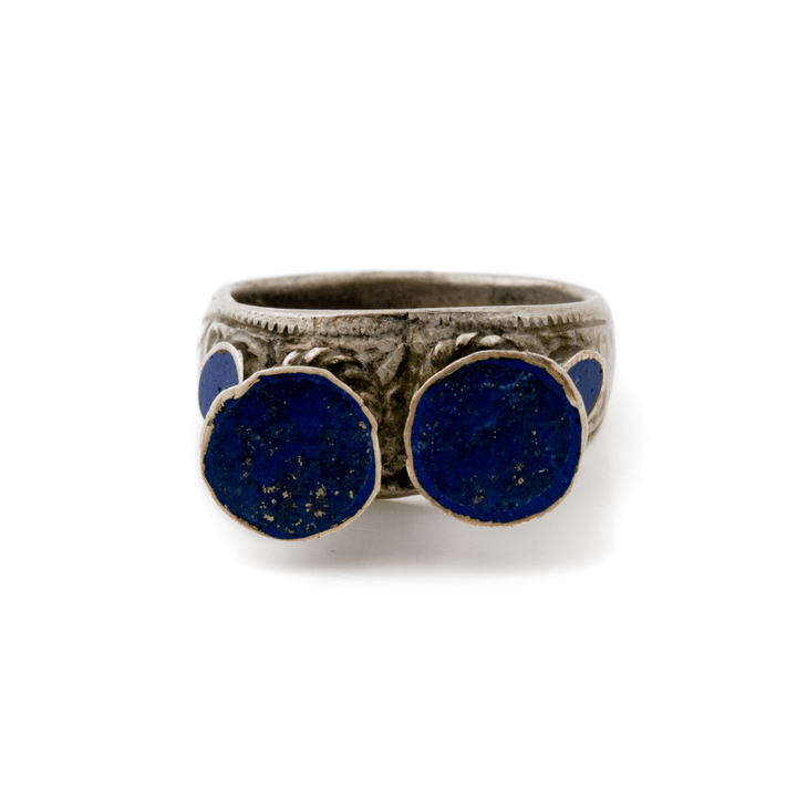 Silver x Traditional Twin Lapis Lazuli Afghan Mughal Band - Kingdom Jewelry