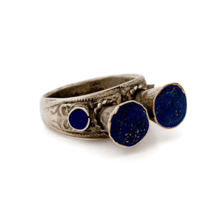 Silver x Traditional Twin Lapis Lazuli Afghan Mughal Band - Kingdom Jewelry