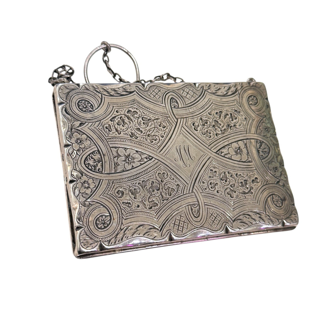 Silver x Victorian 1860's Monogram Filigree Coin Purse - Kingdom Jewelry