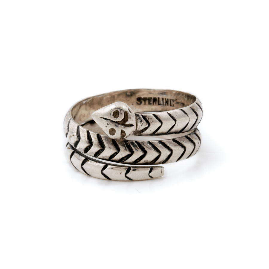 Silver x Vintage 1970's Coiled Snake Taxco Ring - Kingdom Jewelry