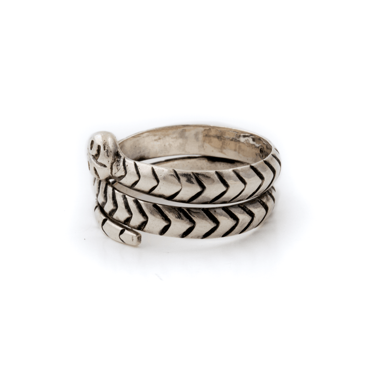 Silver x Vintage 1970's Coiled Snake Taxco Ring - Kingdom Jewelry