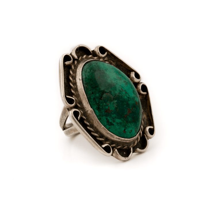 Silver x Vintage 1970's Taxco Chrysocolla Ring - Kingdom Jewelry