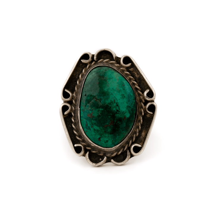 Silver x Vintage 1970's Taxco Chrysocolla Ring - Kingdom Jewelry