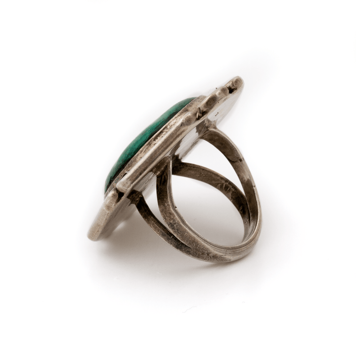 Silver x Vintage 1970's Taxco Chrysocolla Ring - Kingdom Jewelry