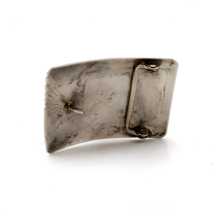 Silver x Vintage Asymmetric Black Onyx Squared Belt Buckle - Kingdom Jewelry