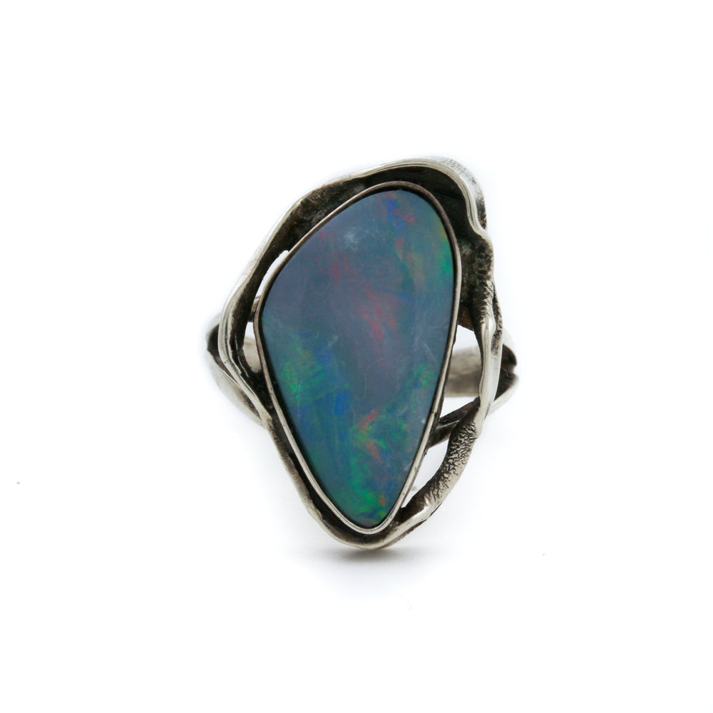 Silver x Vintage Asymmetric Opal Ring - Kingdom Jewelry