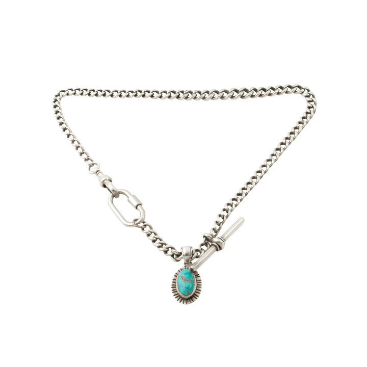 Silver x Vintage Curb Link Dog - Claw & T - Bar Watch Chain - Kingdom Jewelry