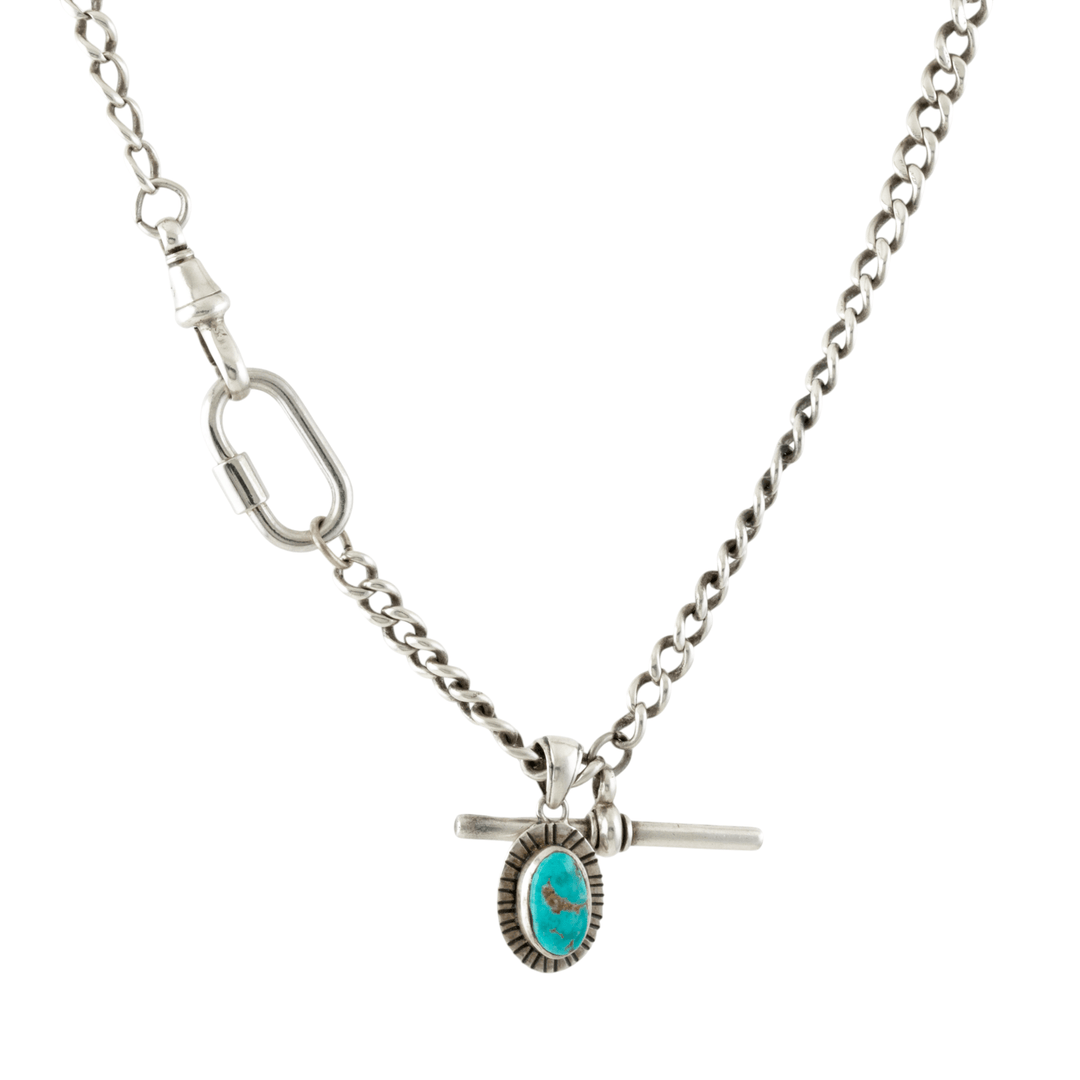 Silver x Vintage Curb Link Dog - Claw & T - Bar Watch Chain - Kingdom Jewelry