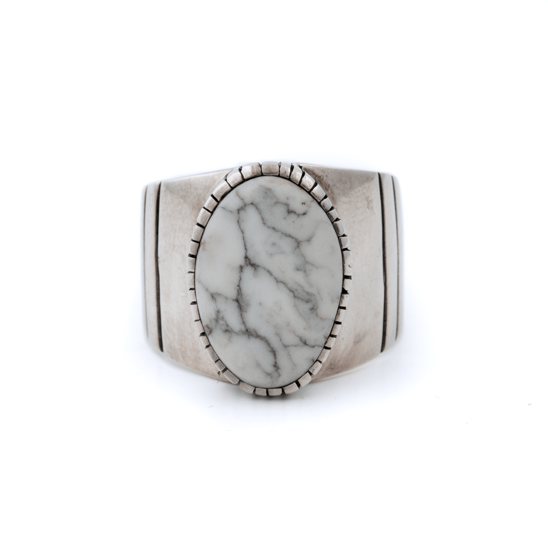 Silver x White Buffalo "MK I" Signet - Kingdom Jewelry