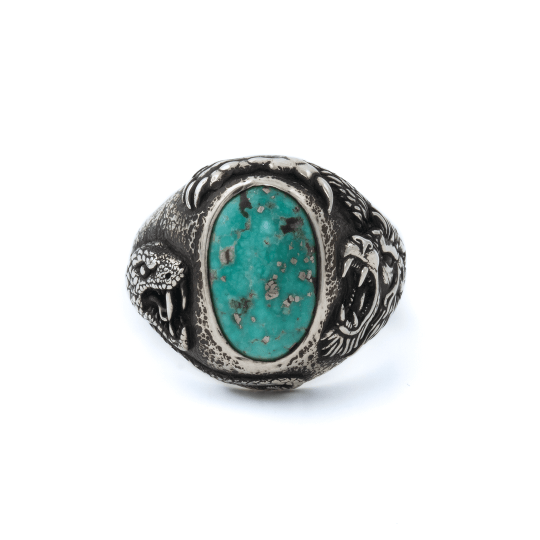 Silver x White Water Turquoise "Venatio" Signet - Kingdom Jewelry