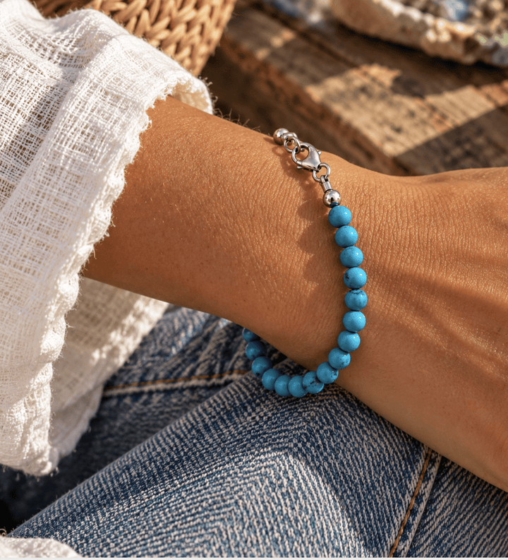 Sleeping Beauty 5mm Turquoise Beaded Bracelet - Kingdom Jewelry