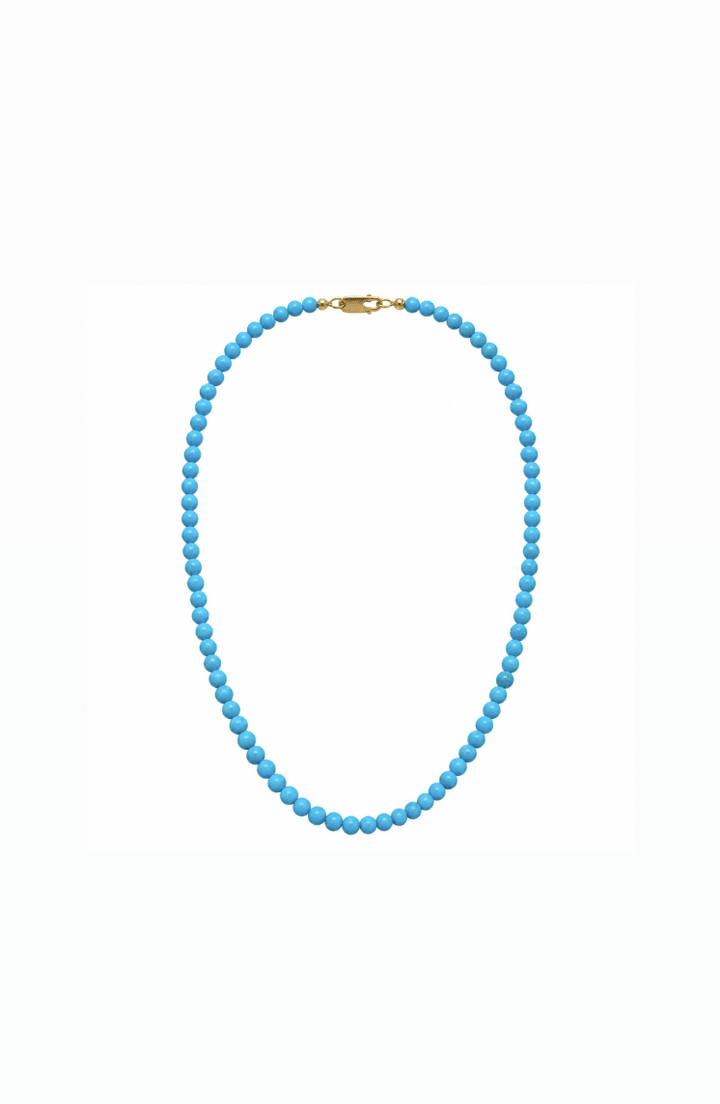 Sleeping Beauty Turquoise Bead 14K Gold 18” Necklace - Kingdom Jewelry