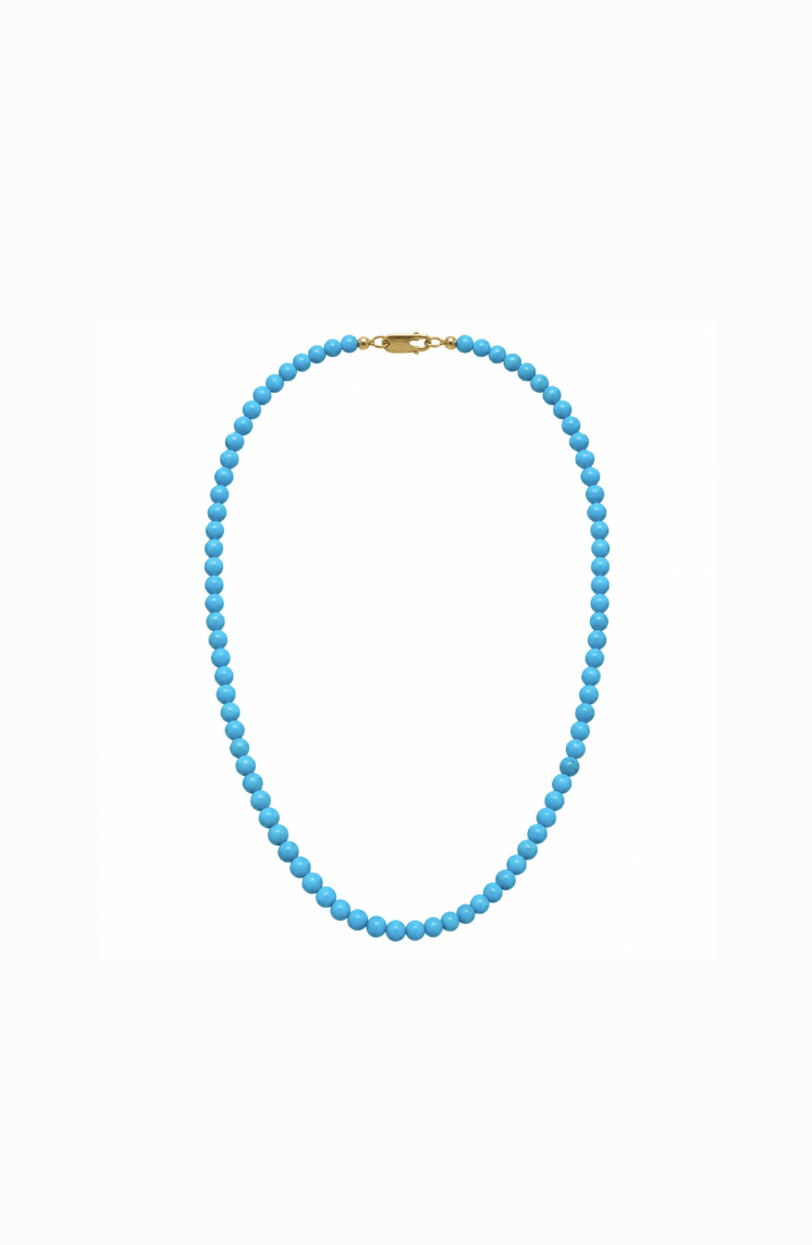Sleeping Beauty Turquoise Bead 14K Gold 18” Necklace - Kingdom Jewelry