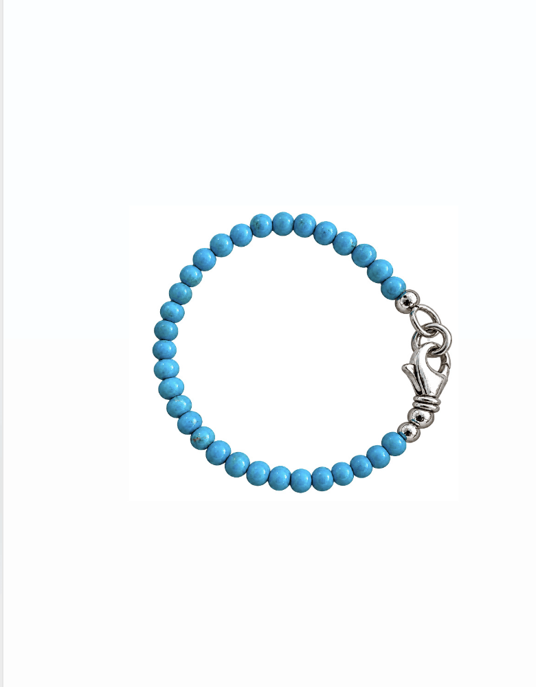 Sleeping Beauty Turquoise Beaded Sterling Silver Bracelet - Kingdom Jewelry