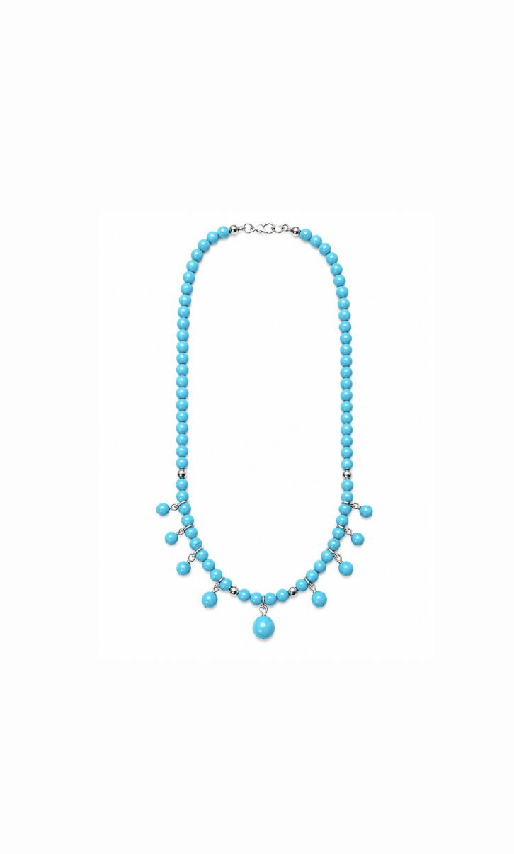 Sleeping Beauty x Silver Beaded Necklace - Kingdom Jewelry
