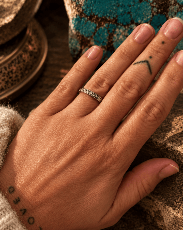 Slim Art Deco White Gold Band - Kingdom Jewelry
