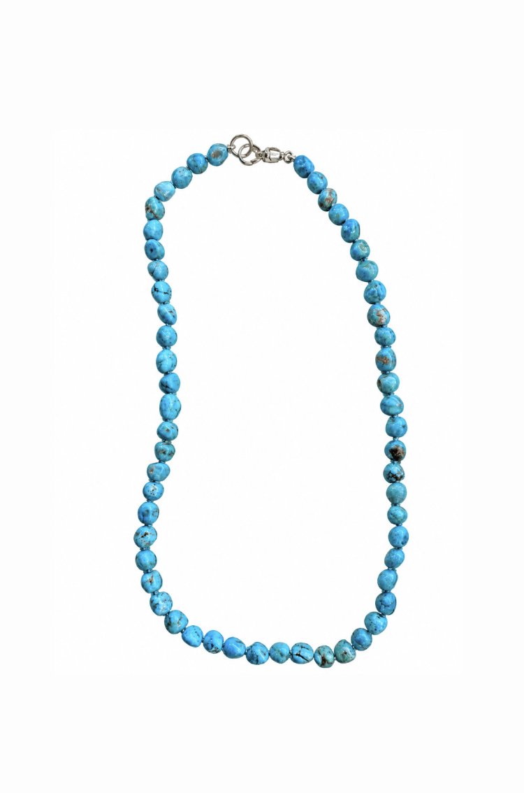 Sonoran Gold Turquoise Beaded Sterling Silver Necklace - Kingdom Jewelry