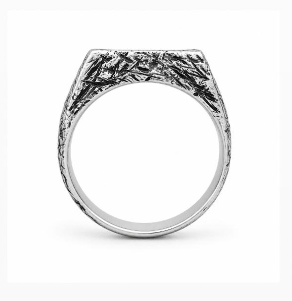 Square Silver X Sapphire Signet Ring - Kingdom Jewelry