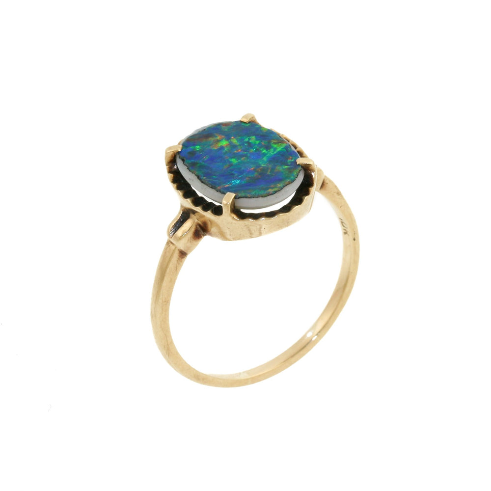 
                      
                        Stately 10k Gold x Australian Blue Opal Signet - Kingdom Jewelry
                      
                    