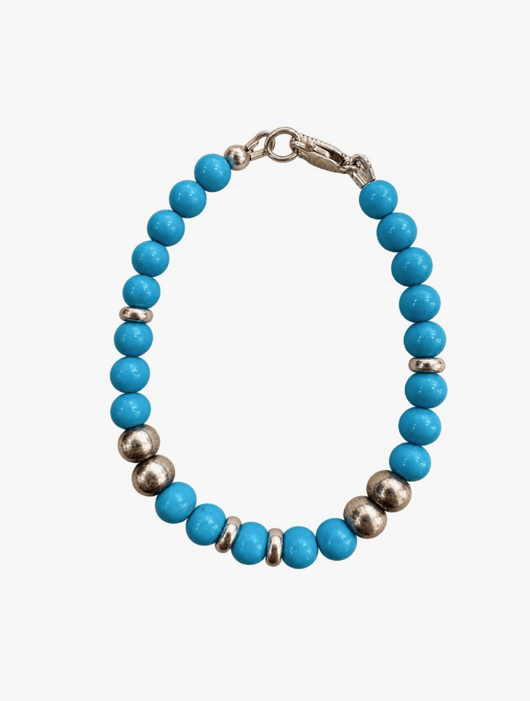 Sterling Silver Turquoise Beaded Bracelet - Kingdom Jewelry