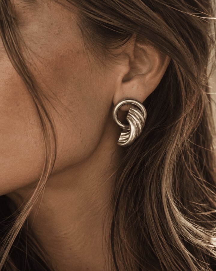 Taxco Silver Modernist Cornucopia Hoops - Kingdom Jewelry