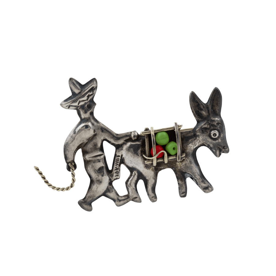 Taxco Silver x Classic 1950's Donkey Fruitseller Brooch - Kingdom Jewelry