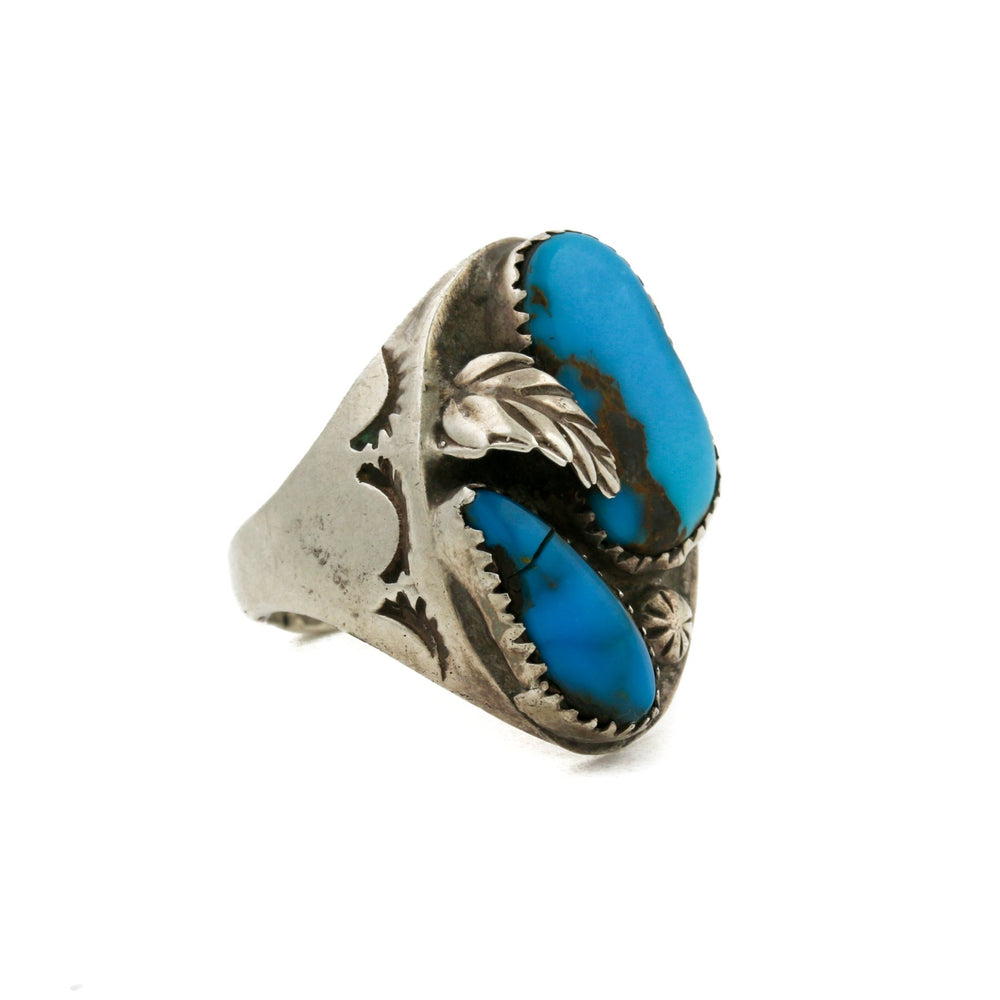 
                      
                        Twin 1970's Royal Blue Turquoise Leaf - Motif Navajo Ring - Kingdom Jewelry
                      
                    