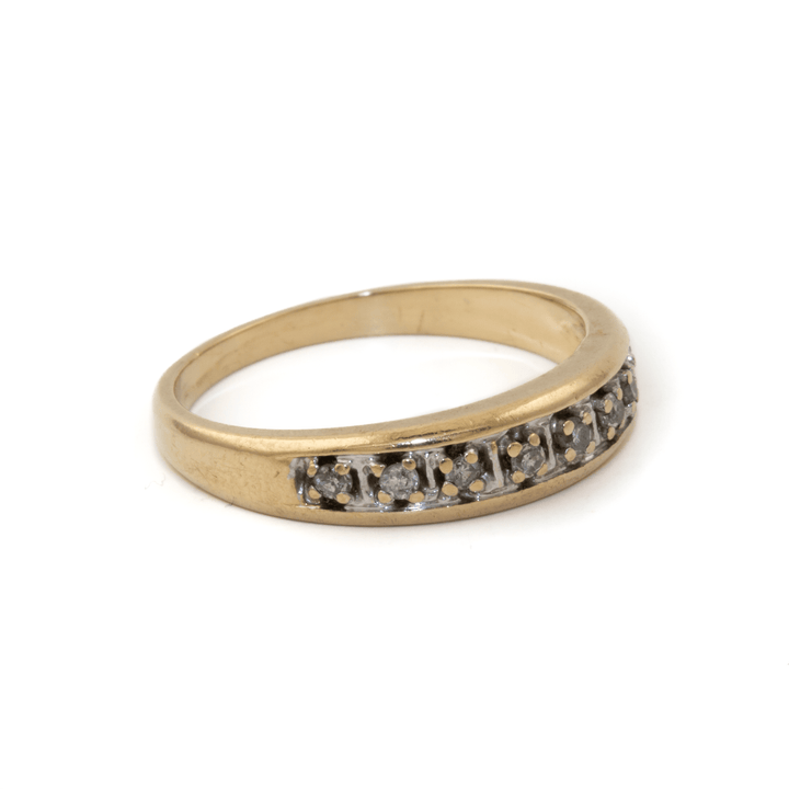 Two - Tone 10k Gold x Antique Channel - Set Diamond Band - Kingdom Jewelry