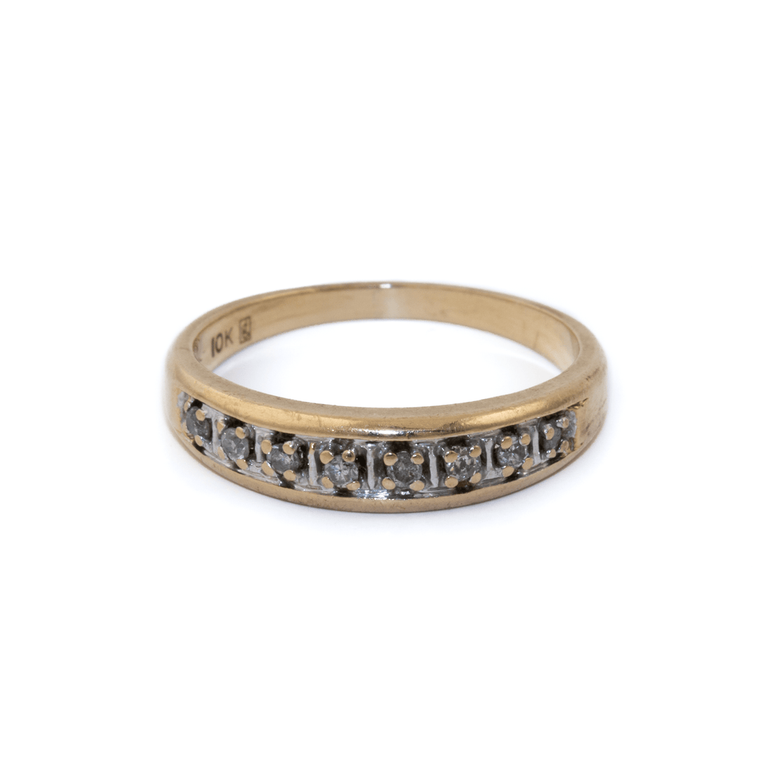 Two - Tone 10k Gold x Antique Channel - Set Diamond Band - Kingdom Jewelry