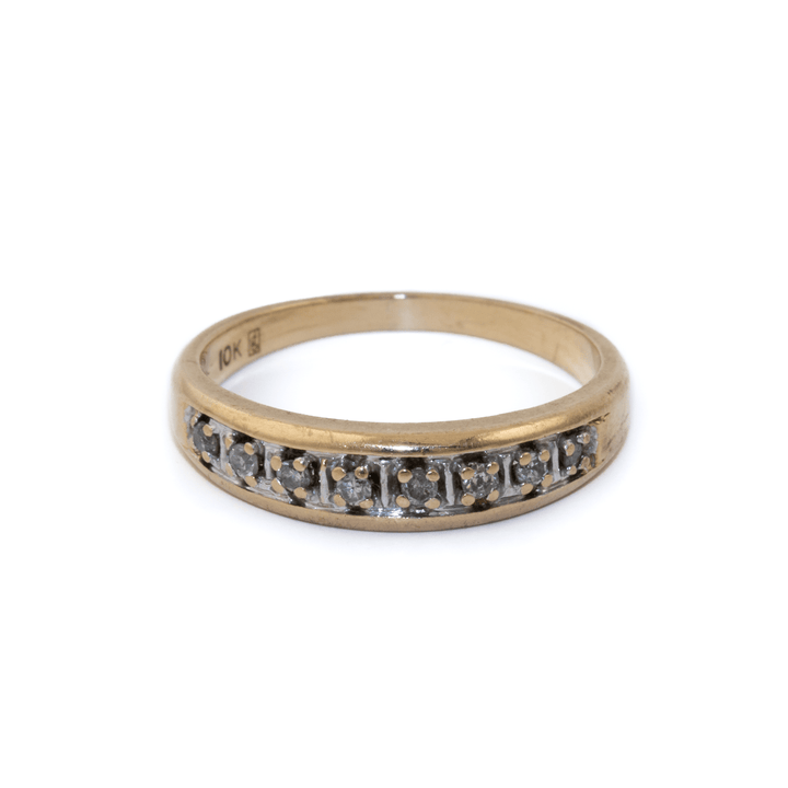 Two - Tone 10k Gold x Antique Channel - Set Diamond Band - Kingdom Jewelry
