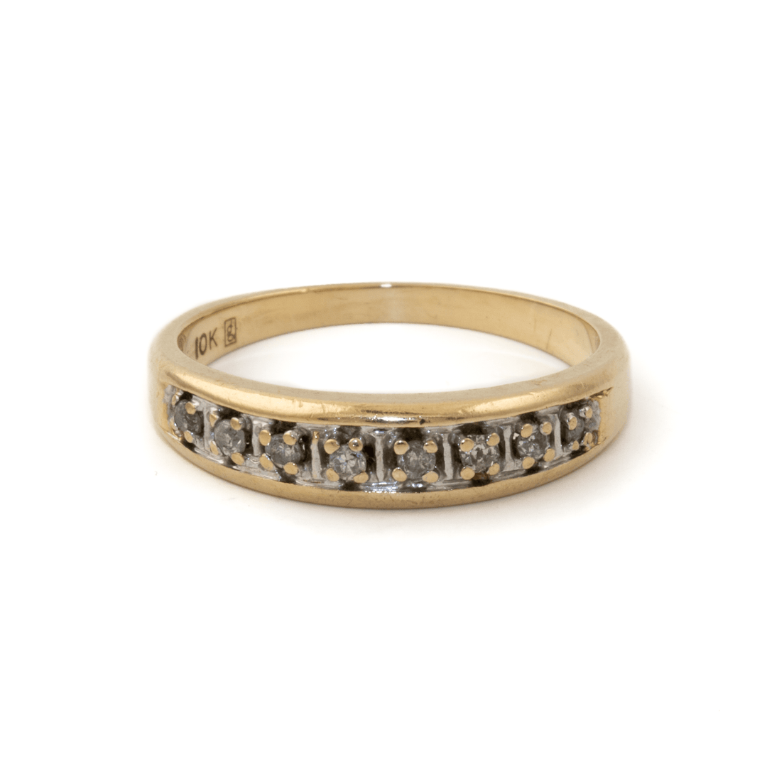 Two - Tone 10k Gold x Antique Channel - Set Diamond Band - Kingdom Jewelry