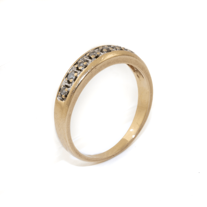 Two - Tone 10k Gold x Antique Channel - Set Diamond Band - Kingdom Jewelry