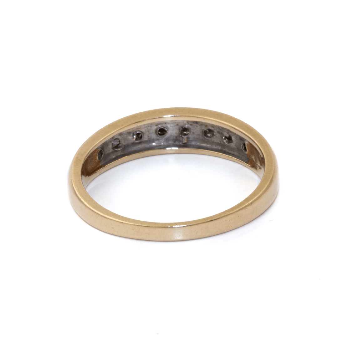 Two - Tone 10k Gold x Antique Channel - Set Diamond Band - Kingdom Jewelry